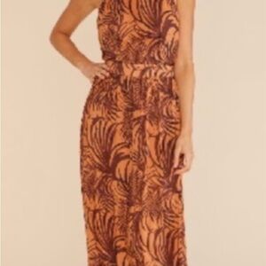 MINKPINK Maxi adjustable halter open back dress pockets summer small nwt